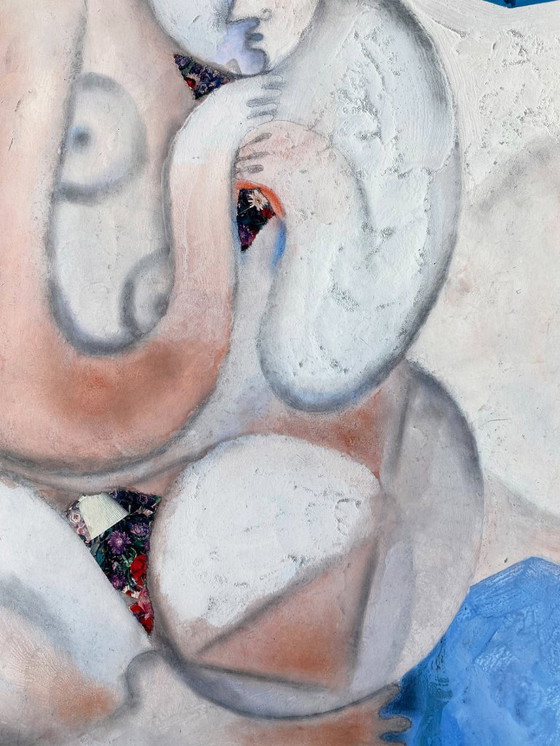 Image 1 of Expressionistisch en erotisch schilderij van N. Boéri Véfour. Frankrijk, jaren 2000.