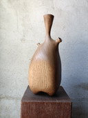 Vase/sculpture in carved solid oak