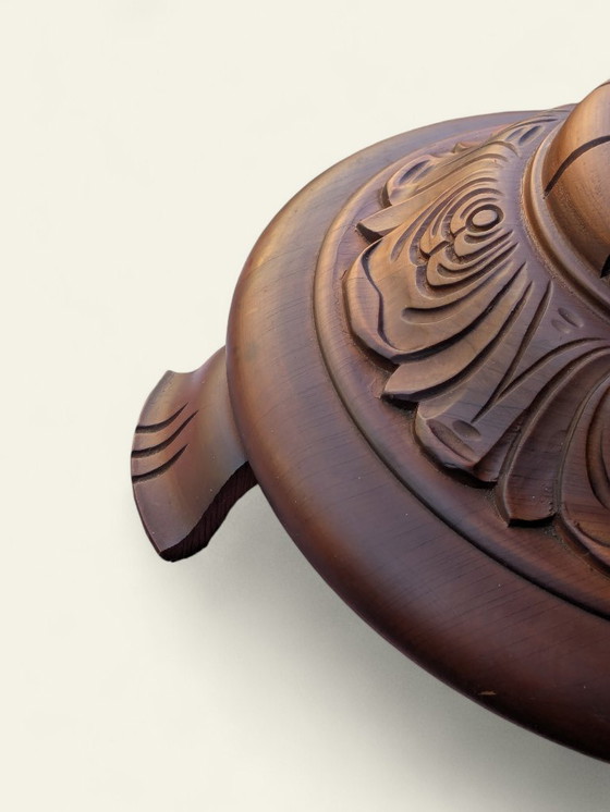 Image 1 of Raro portavasi tornito a mano – metà secolo, anni &#39;60/&#39;70, vero legno, inutilizzato, oggetto da collezione vintage