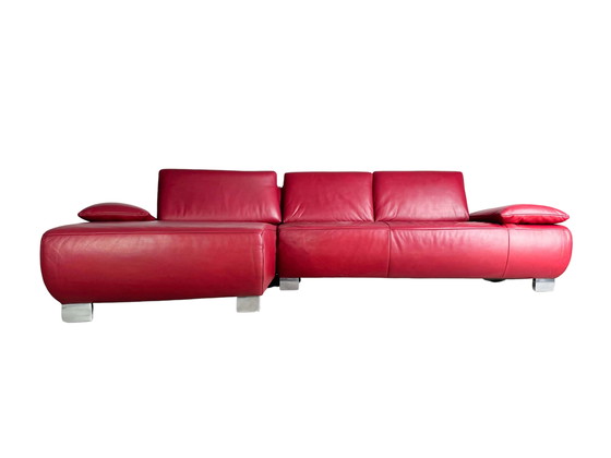 Image 1 of Original Koinor Volare Sofa Design Couch Leather Red Corner Sofa
