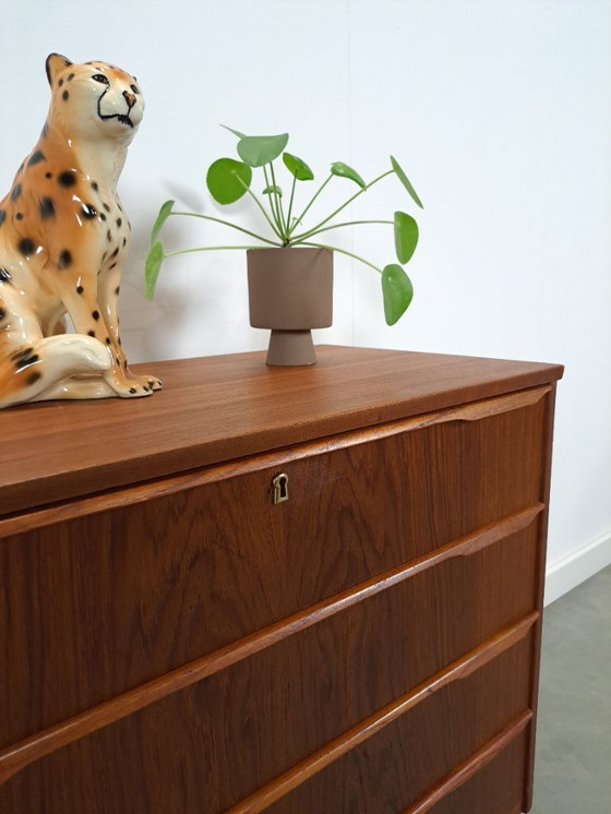 Image 1 of Danish teak chest of drawers with 4 drawers