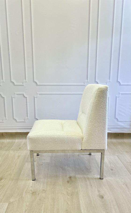 Image 1 of Coppia di poltrone lounge vintage in bouclé bianco – design anni '70