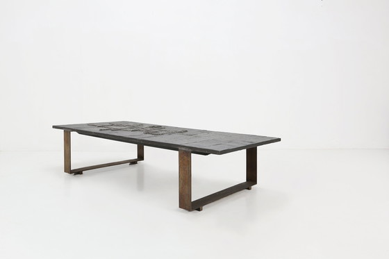 Image 1 of Table basse brutaliste signée faite à la main par Pia Manu, années 1960