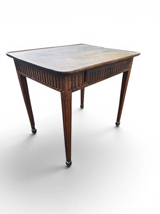 Table à Jeux Ancienne Style Louis XVI en Bois Patiné – Wood (photo 4 of 5)