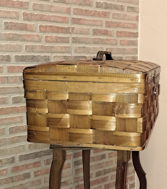Scatola in legno intrecciato vintage, Oggetti decorativi, Marrone (foto 2 di 8)