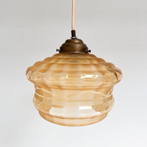 Lampada da soffitto vintage in vetro marrone, anni '60 – hanglampen, Metal