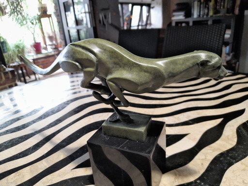 art deco cougar in bronze