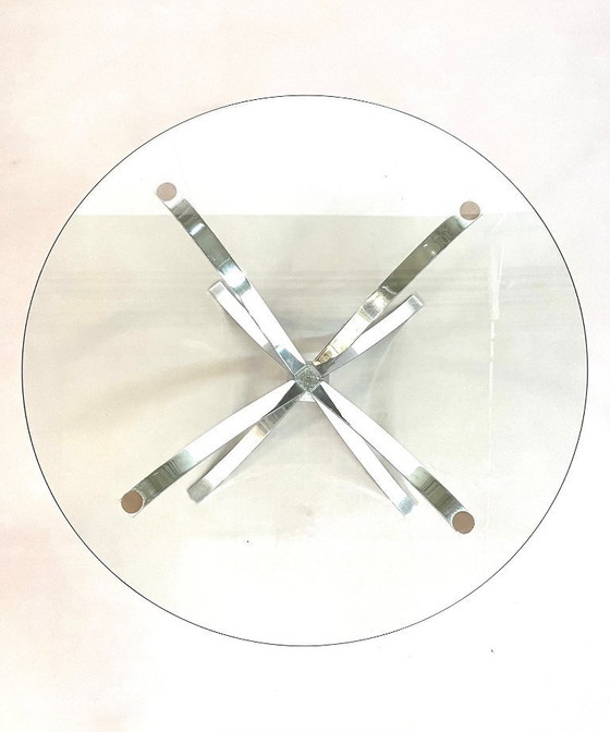 Image 1 of Table basse en verre chromé de l'ère spatiale 1970