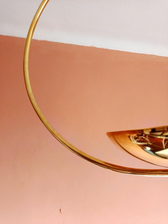 Image 1 of Vintage gouden metalen boog hanglamp, jaren 80