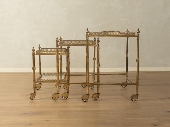 Tables d'appoint gigognes Hollywood Regency, années 1960 – Verre, Métal (photo 2 of 18)