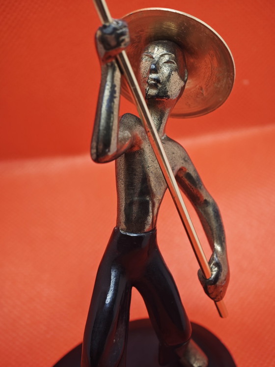 Termometro vintage in stile Rohac/Bosse a forma di statuetta. – Sculture, Brass (photo 4 of 15)