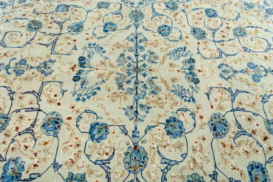 Image 1 of Tapis d'Orient Kashan noué à la main en liège vert pistache - 382 x 298 cm
