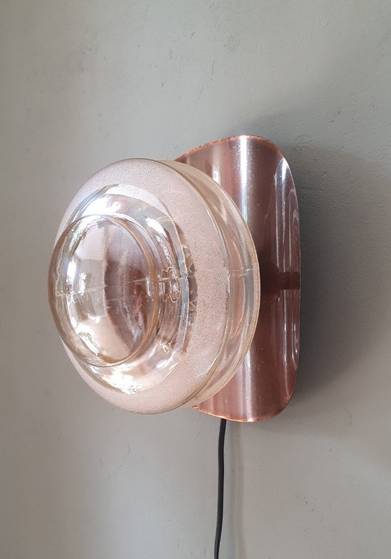 Image 1 of Lampada da parete vintage in rame e vetro - Jugoslavia - Metà secolo