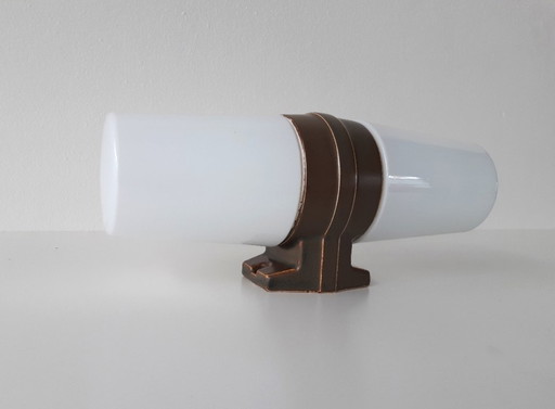 Porseleinen vintage wandlamp van Ifö Electric met 2 lichtpunten, groene jaren 60 lamp  ontworpen door Sigvard Bernadotte