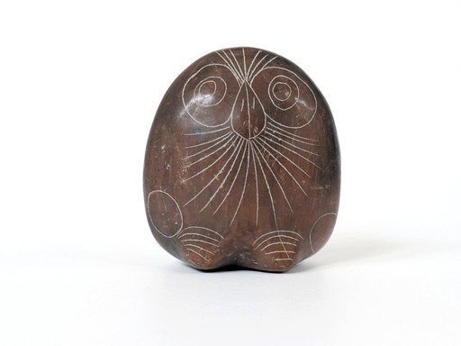 Figura vintage de búho de barro negro mexicano | Cerámica de barro negro oaxaqueña de la década de 1970 hecha a mano