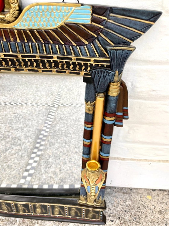 Image 1 of Egyptian-style wooden mirror