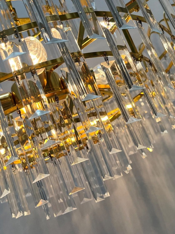 Image 1 of XL size large size hand cut Crystal Chandeliers 1970s Mid - Century Style