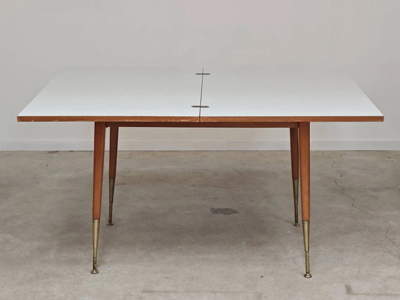Couchtisch, Esstisch für 6 Personen, Ostdeutschland. – Esstische, Holz, Messing, Mid Century Modern (photo 17 of 21)