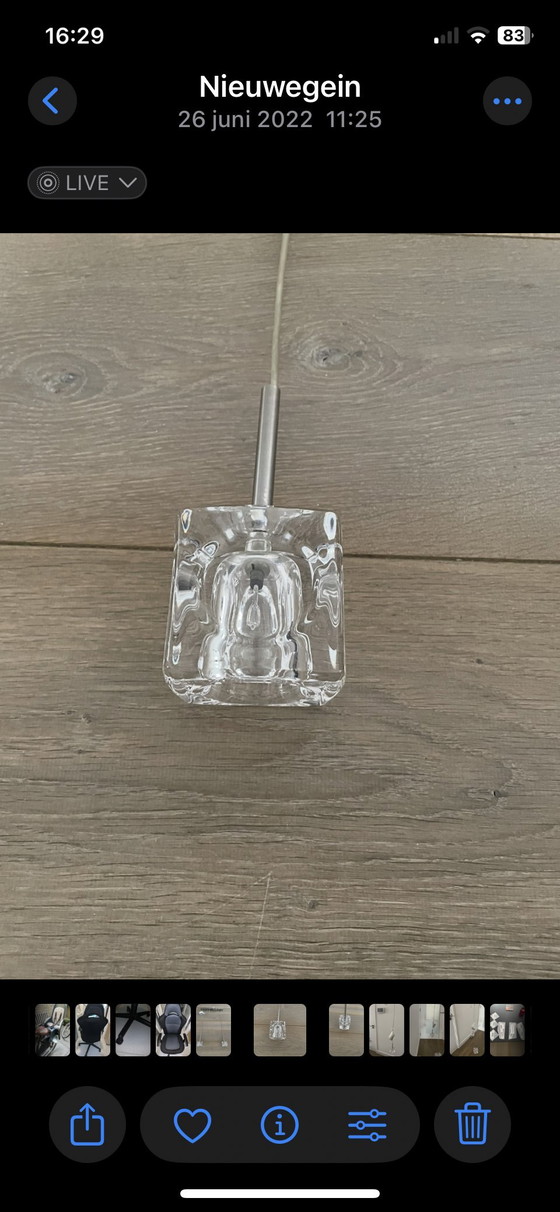 Image 1 of Silver Pendant Lamp 2x Cube Shape Crystal Glass