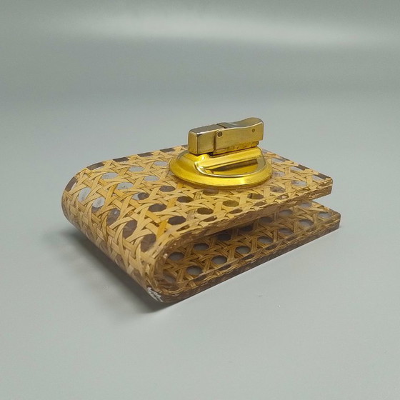 Image 1 of 1970s Stunning Smoking Set in Vienna Straw by Geolel. Made in Italy