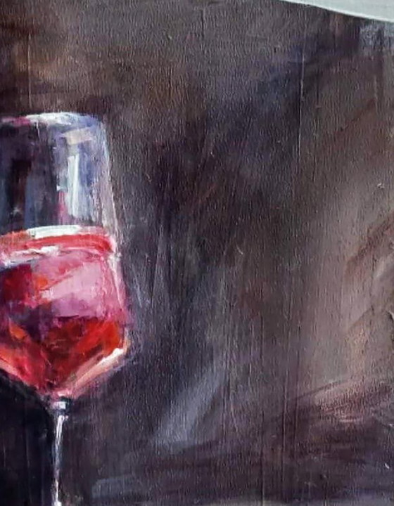Original Acrylic Painting Contemporary Art Still Life Wine Armand Rose – Paintings & Drawings, Mdf (photo 4 of 6)