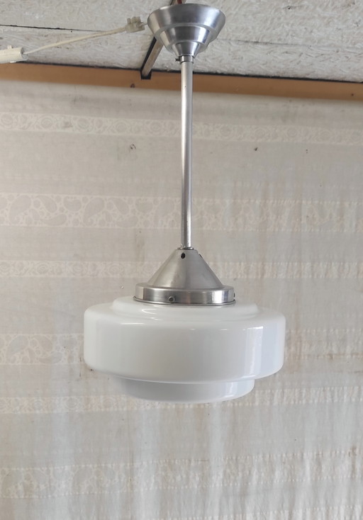 Suspension Art-déco globe opaline XL - mid. XXeme