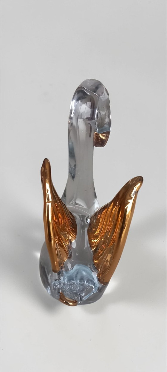 Image 1 of Murano glass swan with gold-colored wings – Italy – 12 cm