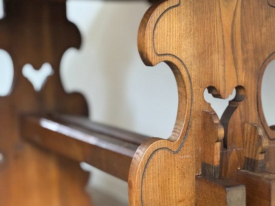 Image 1 of Antique German / Alpine Trestle Table With Drawer