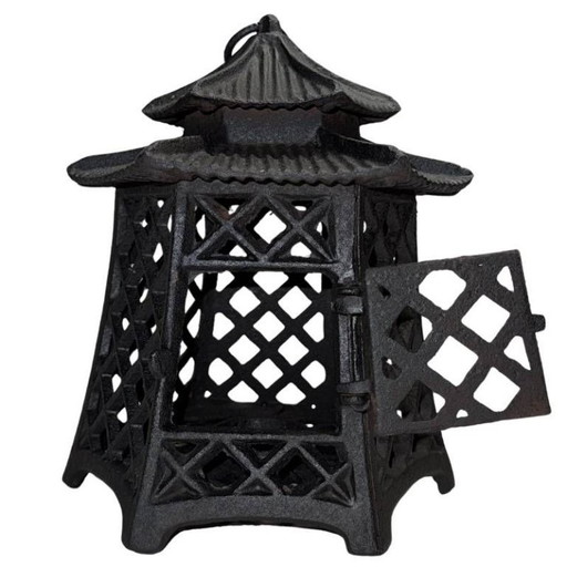 Antica lanterna giapponese a forma di pagoda – Ghisa pesante – 24 cm (3,8 kg)