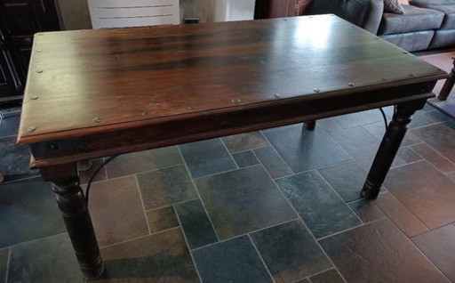 Colonial dining table with chairs.