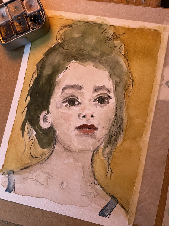 Image 1 of Aquarel ingelijst  “Toet”