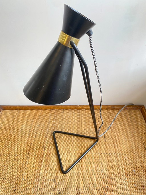 Vintage 1970 schwarze Metall Cocotte Lampe – tafellampen