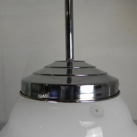 Image 1 of Art Deco hanglamp met opaline kap, Val St Lambert, jaren 30