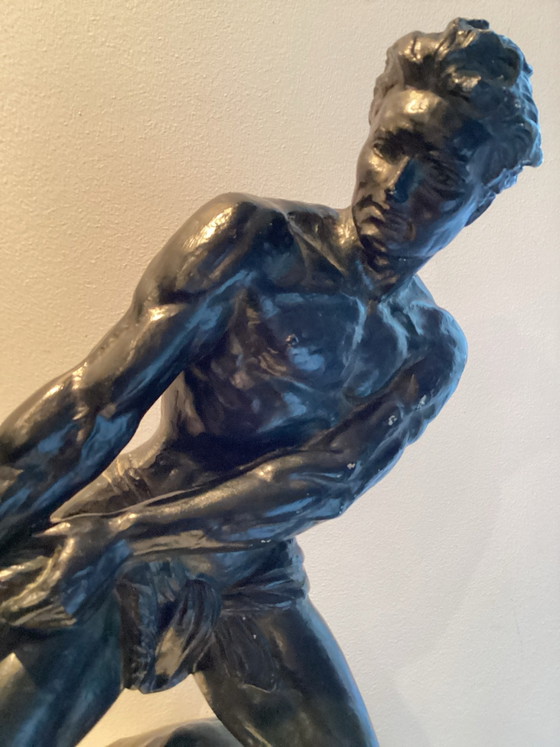 Monumental Art Deco Sculpture “Le Pecheur” Designed by Ugo Cipriani in the 1920s/30s, Metal, Black (photo 2 of 13)