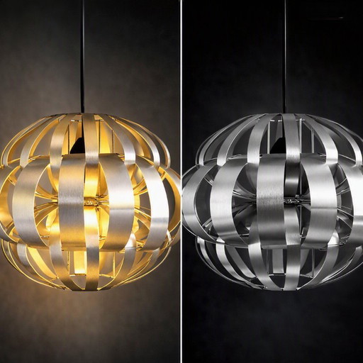 Max Sauze Pendant Lamp - France, ca. 1960 – hanglampen, Aluminium (photo 2 of 12)