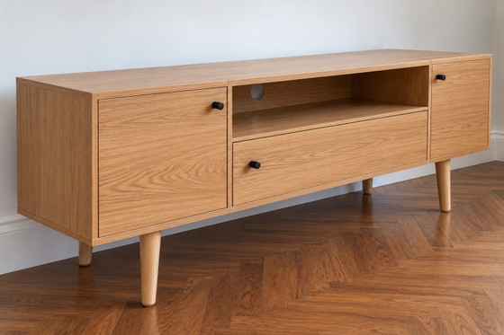Made TV furniture 160 cm – natural oak – Scandinavian design – Wood, Mdf (photo 2 of 5)