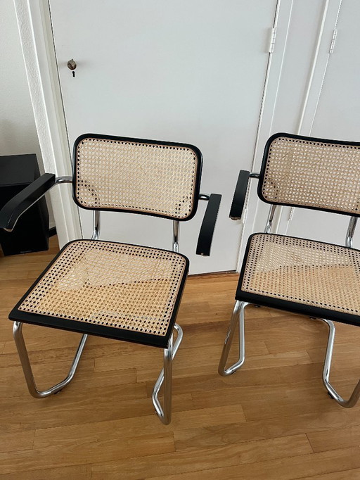 3x Marcel Breuer Stil Gurtbandstühle