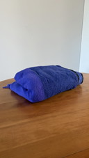Vintage Deense Kvadrat Blauwe Wollen deken Van 100% IJslandse wol