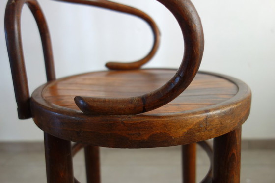 Image 1 of Children's high stool in curved wood, 1890s