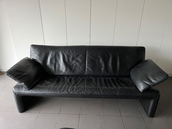 Image 1 of 2 black leather seats brand Jori, Linea JR-8700 and Ottoman