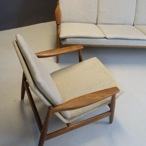 Canapé en teck et chaise longue assortie de Poul M. Volther pour Frem Rølje.