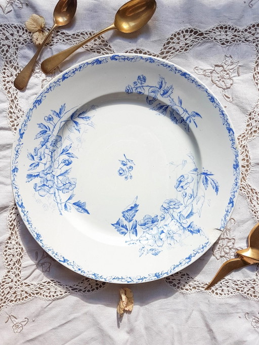 Katecrown Blue Floral Pattern Round Ironstone Dish