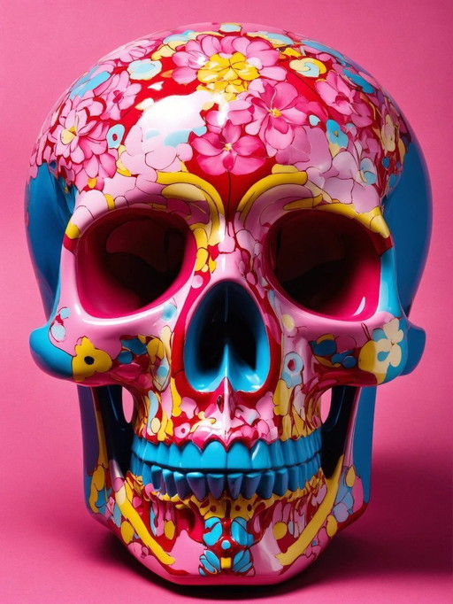 Giclée auf Aluminiumplatte - DEAD HEAD - Pink Pop Skull