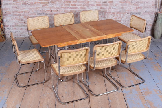 Restored Bauhaus Cesca Chair, by Marcel Breuer, Chrome, Beech, Italy, 1980s, Dining chairs, Rattan, Wood (photo 15 of 15)