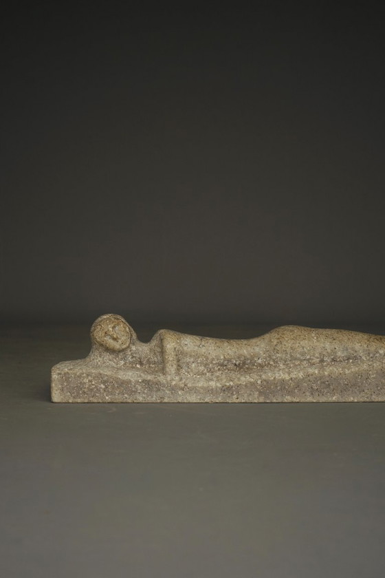 Image 1 of Carved Stone Sculpture of a Reclining Nude. 1960s