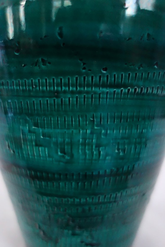 Image 1 of Vintage green ceramic vase in the style of Aldo Londi Bitossi