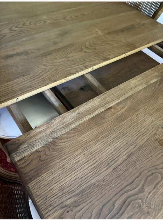 10 sedie con tavolo rustico, Set da pranzo, Legno, Rattan, Beige (foto 4 di 8)