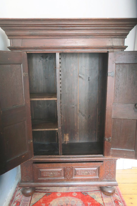Image 1 of Antique Carved Oak Farmhouse Wardrobe, 1780
