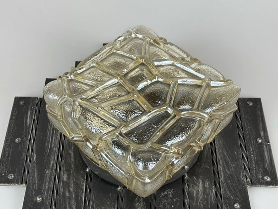 Image 1 of 60s 70s Brutalist Applique murale fer & verre Wall Lamp 60s 70s