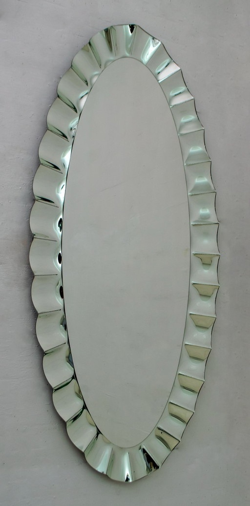 Large Scale Wall Mirror on Mirror in the Style of Fontana Arte